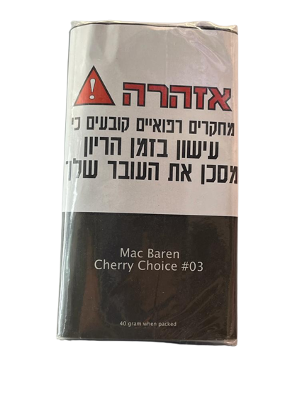 MAC BAREN CHERRY CHOICE #03 – מק ברן צ'ויס דובדבן טבק לגלגול 40 גרם